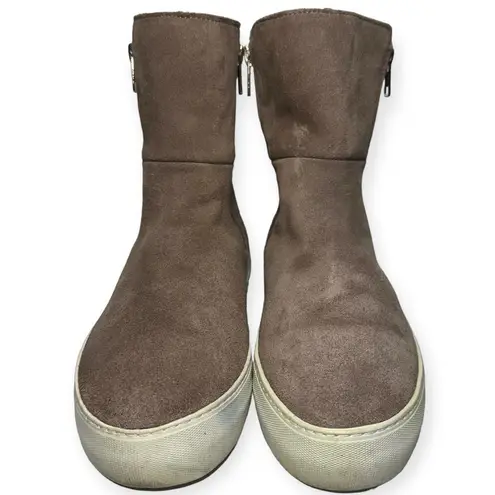 J Slides Women’s 8.5 Tan Suede Faux Shearling Zipper Side Platform Ankle Boots