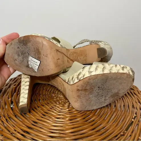 Alexandre Birman  Snakeskin Platform Zip Heels Snake 9‎ B 40 Sexy Natural