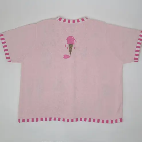 Quacker Factory Vintage 90s Sweet Treats Short Sleeve Cardigan Sweater