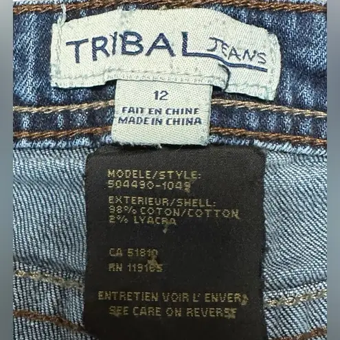 Tribal Jeans Womens Mid Rise Cuffed Cropped Ankle Blue Denim Super Cute! Size 12