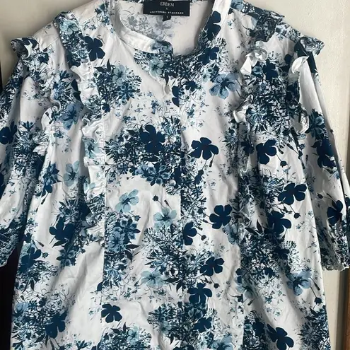Universal Standard x Erdem Kalina Short Sleeve Ruffle Shirt