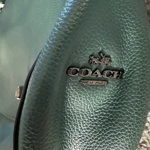 Coach  Pebbled Leather Turnlock Hobo Shoulder Bag Green