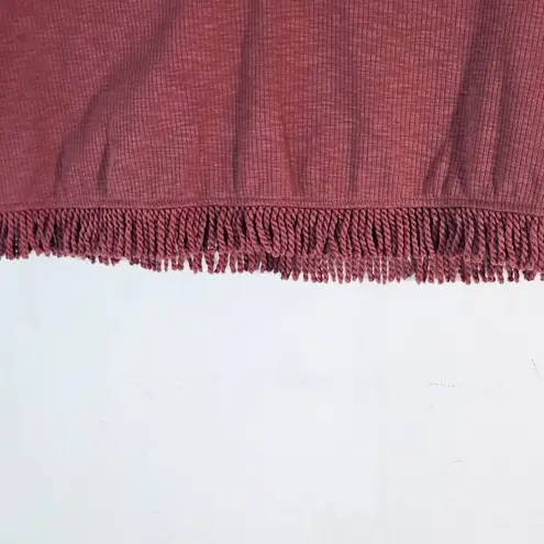 Very J Pink Ribbed Knit Crop Top Size Medium Dusty Pink Crop Top with Fringe