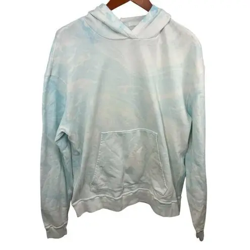 John Elliott White Sky Blue Hoodie Marble Swirl Streetwear Sweatshirt Medium