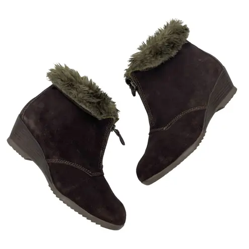 Sporto Capri Faux Fur Snow Boots Suede Wedge Brown Size 7.5M