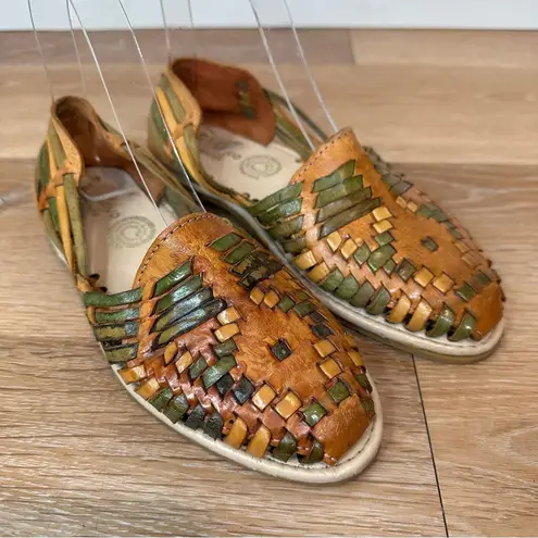 Boho Leather Woven made in Mexico Women's Loafers Brown Size 6.5