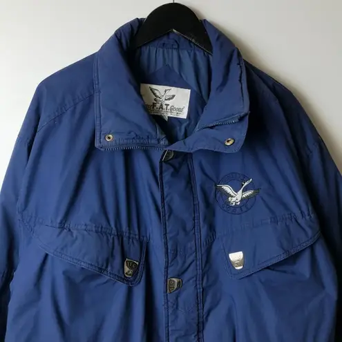 Vintage Triple FAT Coat Goose Parka Duck Down Insulated Jacket Blue XL Puffer