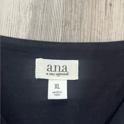 a.n.a  Size XL Linen like chest is 23 length is 23 Black button-up blouse