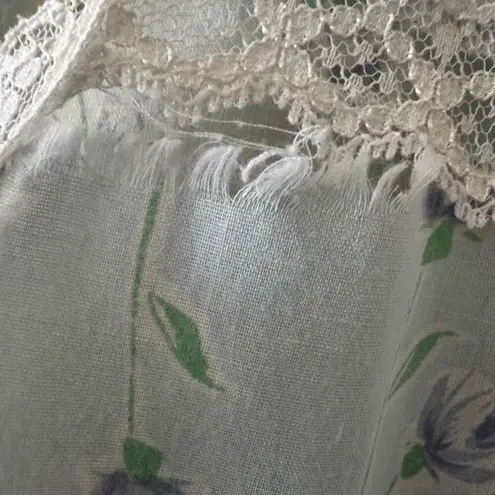 Granny Gown Lounge Nightgown Flouncy Floral Cottage Core Peasant SZ L 2 pieces Blue Size L