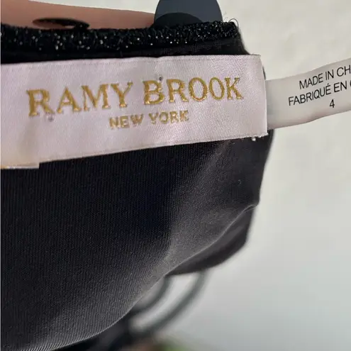 Ramy Brook Tanya Metallic Sequin Mini Dress Black Sz 4