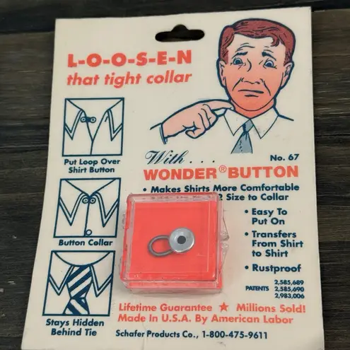 Wonder Button Collar Extender by Schafer Products Co USA Vintage Silver