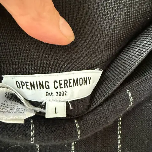 Opening Ceremony Black Knit Jogger Trousers Black Silver Stripe L