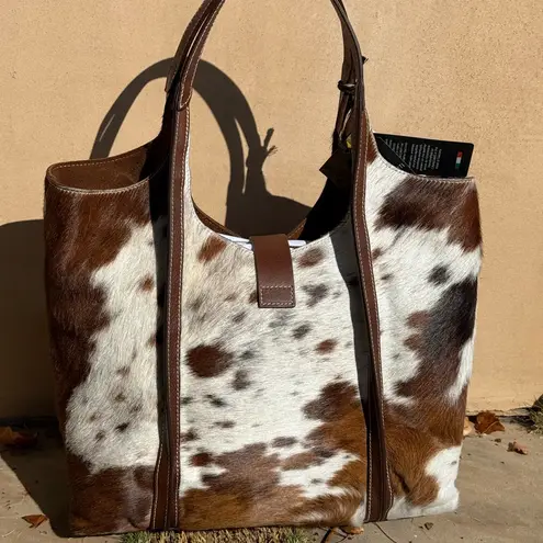 CAVALCANTI Viral Cowhide Cow Hair Buckle Genuine Leather Made in Italy Bag NWT