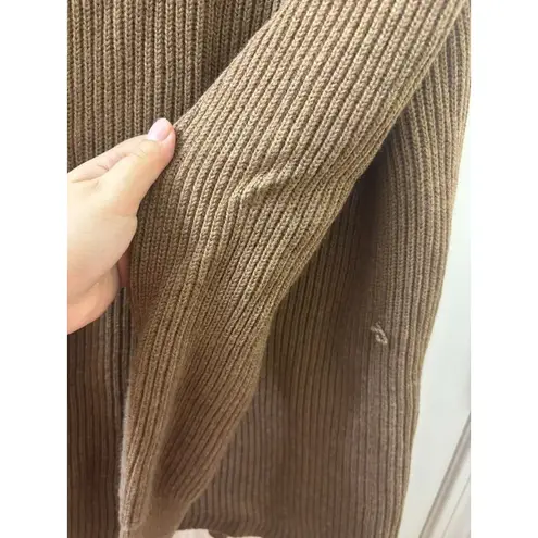 Bruno Magli Merino Wool Ribbed Belted Shawl Cardigan Women's M TAN Size M