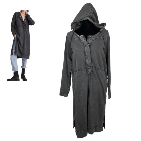 Pilcro Distressed Duster Hoodie Grey Black Size Small