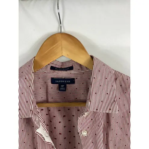 Lands' End  No Iron Supima Patterned Button Down Stripe Shirt Size 10P thumbnail 3