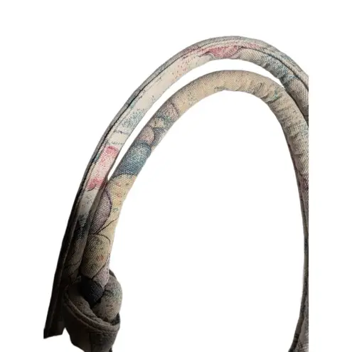 Vtg 1990s Handmade Rainbow Fish Illustrated Top Zip Heavy Canvas Tote Bag Blue