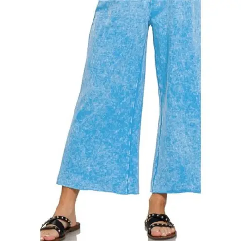 Zenana Outfitters Washed French Terry Palazzo With Pockets