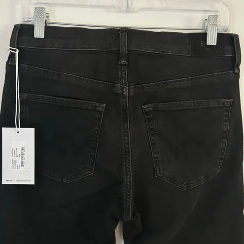 Edwin Women's Elin Crop High Rise Straight Leg Denim Jeans Blackstone 28 New Black