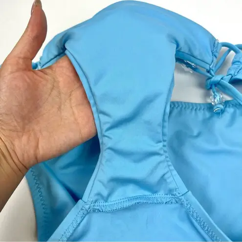 BECCA by Rebecca virtue Blue One Shoulder Braided 2-Piece Bikini Set L/S Y2K