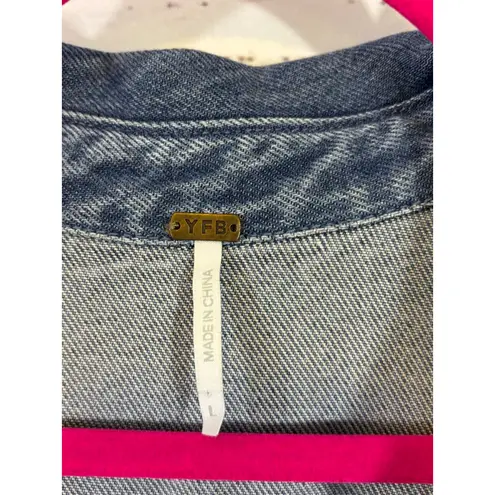 Women's YFB Blue Denim Button Down Shirt L Size L