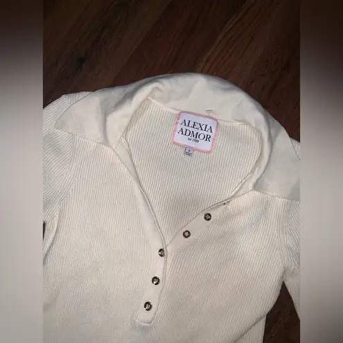 Alexia Admor Cream knit  Ribbed Knit Polo S revolve casual classic gold thumbnail 3