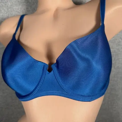 H&M  34D Bra Blue Satin Look Back Closure Adjustable Underwire Smooth Womens