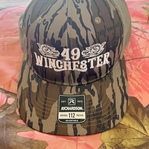 camouflage 49 winchester band embroidered baseball trucker cap Green