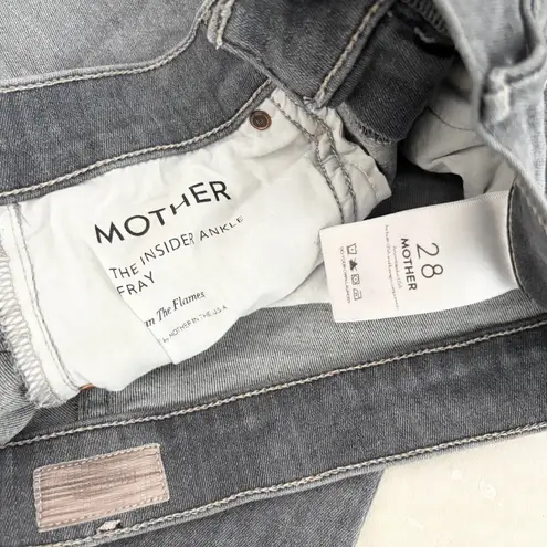 Mother the Insider Ankle Fray Jeans in Fan the Flames Gray Size 28
