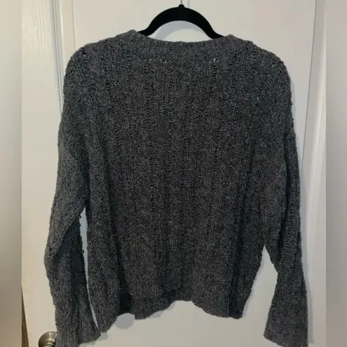 American Eagle  blueish/ grey chenille oversized‎ cropped sweater