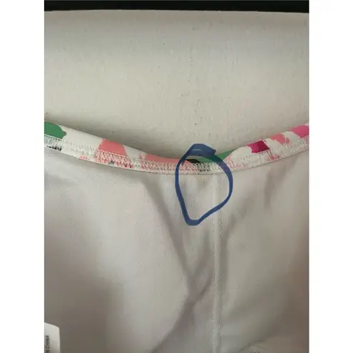 Island Escape Floral Tiered Ruffle Waist Minimizing Convertible Tankini Top Sz 6 White