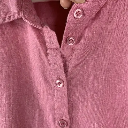 Orvis  100% Linen Pink Button Front Long Sleeve Collared Shirt Women’s Plus Sz 18