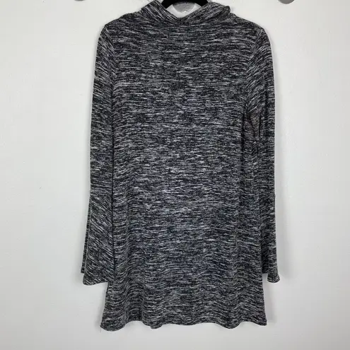 Aakaa Woman's Sz L Marled Gray Long Flared Bell Sleeve Mock Neck Sweater Dress