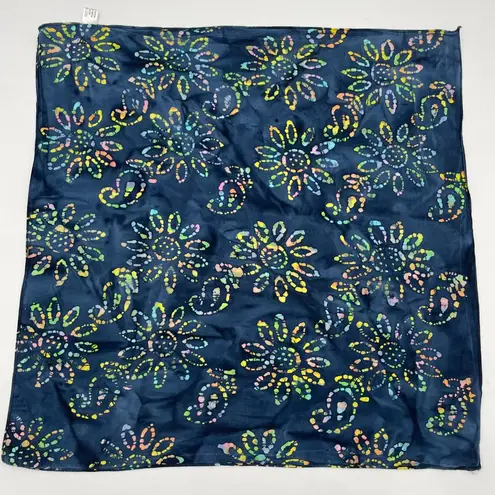 Batik Bandana Scarf Floral Paisley Blue Colorful Hippie Boho Unisex Cotton Artsy
