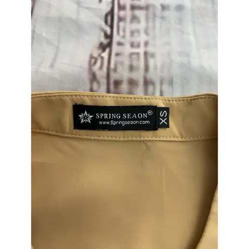 Spring Seaon Button Down Peplum Top Womens XS Chiffon Cinch Waist V Neck