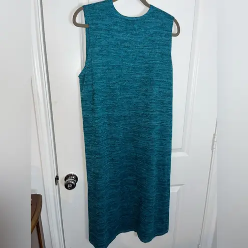 LuLaRoe Sz L Sleeveless Turquoise Side Slit Loose Comfortable Long Cardigan Dust