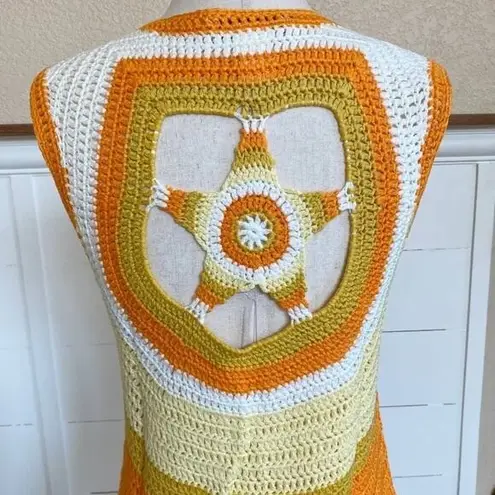 American Vintage Crochet Star Vest Orange Multi