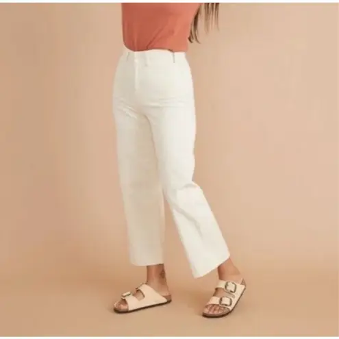 Marine layer Bridget Wide Leg Crop Pant Cream Antique White High Rise Size 14