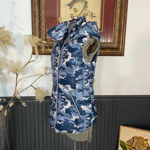My Anorak Blue Camo Removable Hooded Duck Down Puffer Vest Outerwear Sz S 🧡 White