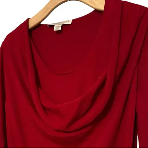 Belford Women’s Size S Red Merino Wool Knit Cross Over Drape Front Sweater