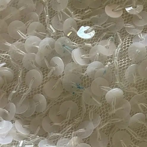 Mac Duggal Size 12 NEW One Shoulder White Sequined Mini Dress 5263 FLAW