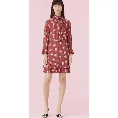 Rebecca Taylor Ikat Paintbrush Ruffle Dress Size 10 New with Tags