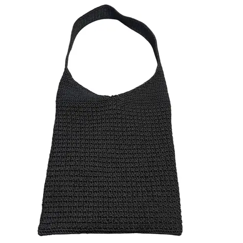 The Sak Crochet Shoulder Bag Black Boho Casual Everyday Purse