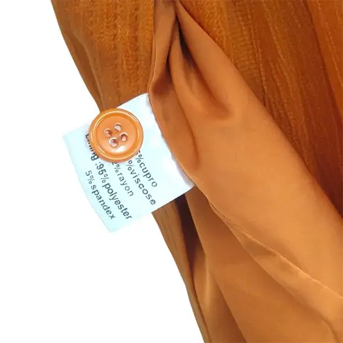 Karina Grimaldi Rhoda Maxi Dress Safran Orange Gold Belted Faux Wrap Satin XS