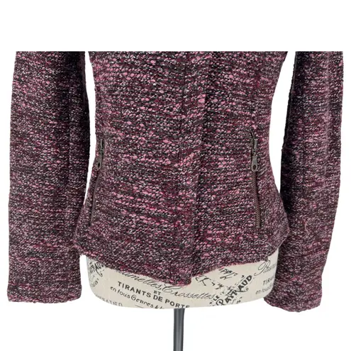 Cartonnier Anthropologie Knit Moto Blazer Pink Black Marled Size Small EUC