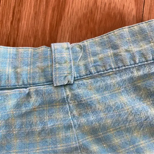 David Brooks Petites Vintage Blue Checkered High Rise Shorts Womens 6