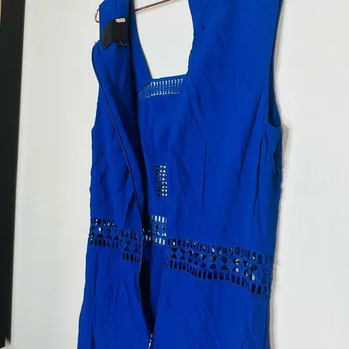 Nicole Miller  Women's Royal Blue Malibu Crepe Lace Cutout Midi Dress Size 8