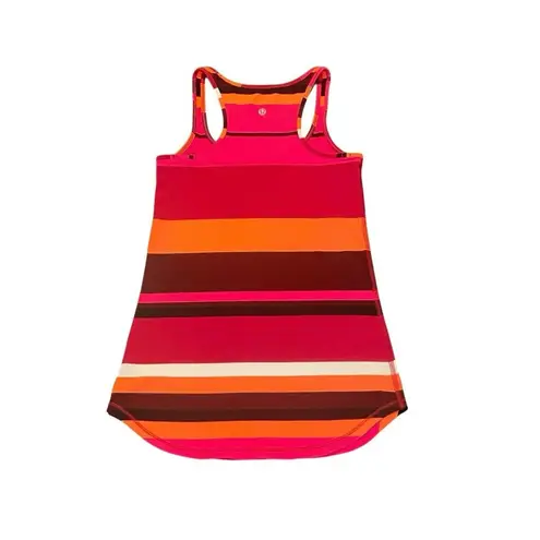 Women's Lululemon Pink/Burgundy/Orange Striped Color Block Tank Top, Size 4 Pink
