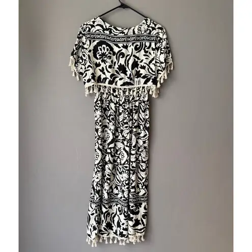 Boho sz M brown cream tassel mini sun dress Size M