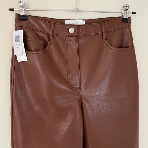 Wilfred NEW The Melina High Rise Vegan Faux Leather Straight Leg Pants Cognac